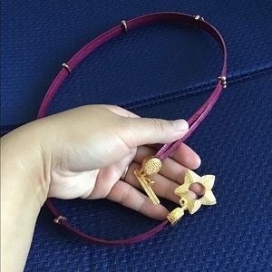 Leather Dog Tag Holder Fuchsia L
